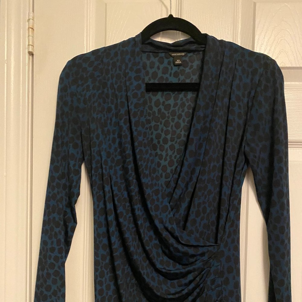 Ann Taylor XS Ruched Leopard Print Top